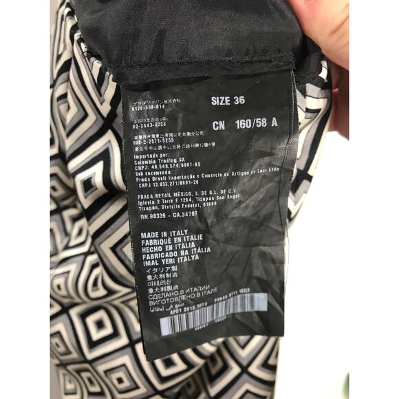 Prada Women's 36 Pants Diamond Pattern Wool Silk Blend Office Monochrome - Picture 5 of 12